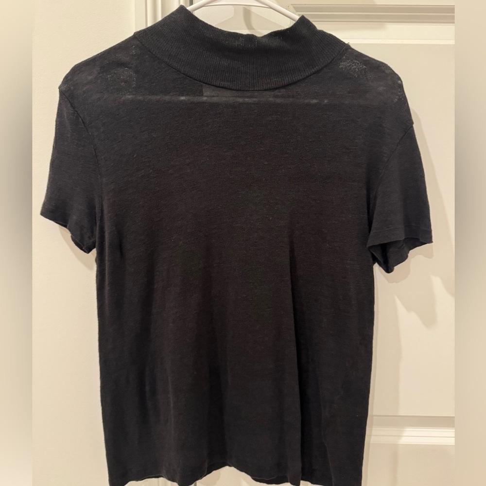 IRO Women’s Charcoal Mock-Neck Short Sleeve Tee